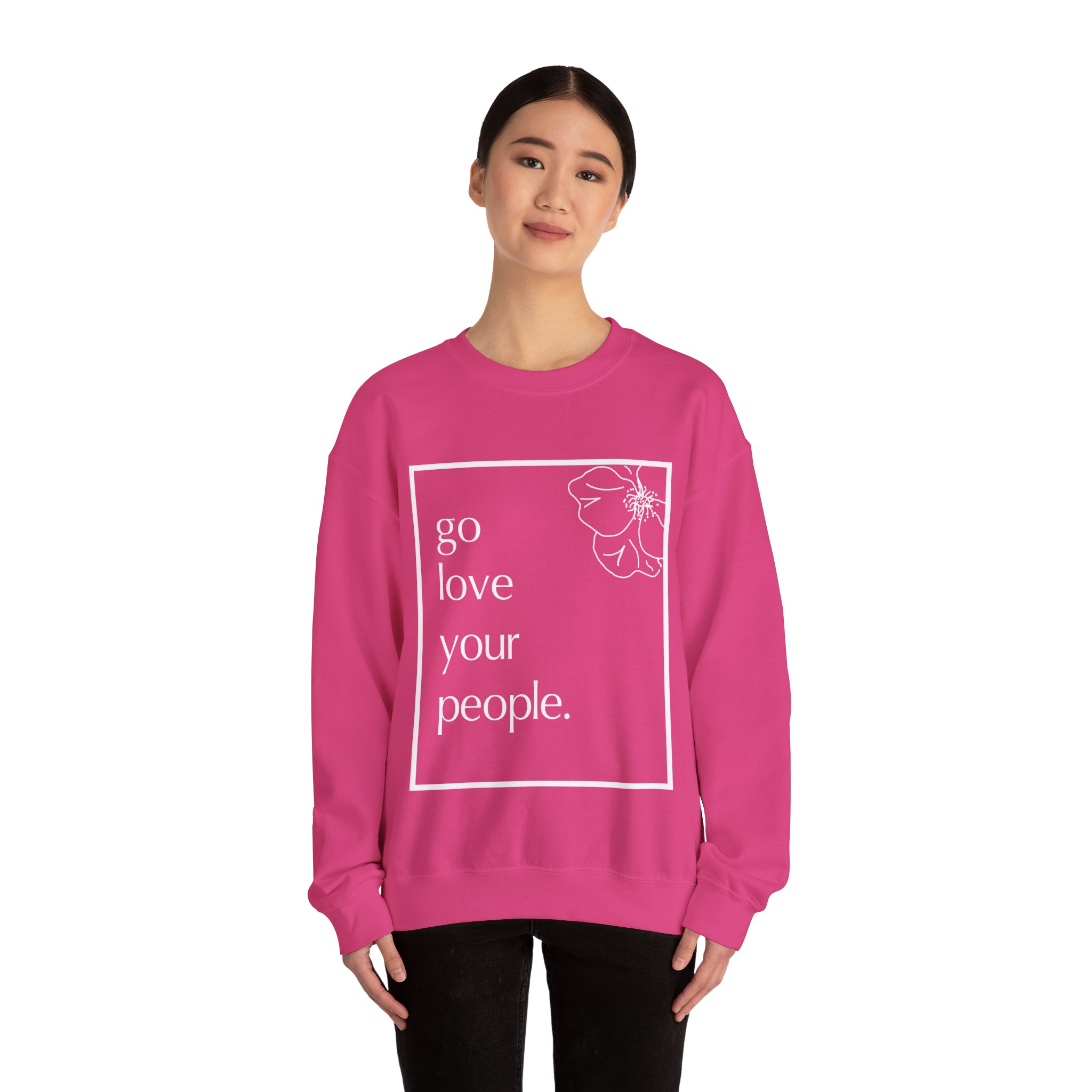Pink Go Love your People Unisex Heavy Blend™ Crewneck Sweatshirt - Image 4