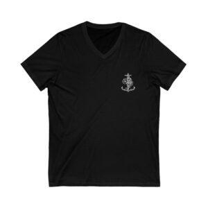 White Anchor Unisex Jersey Short Sleeve V-Neck Tee