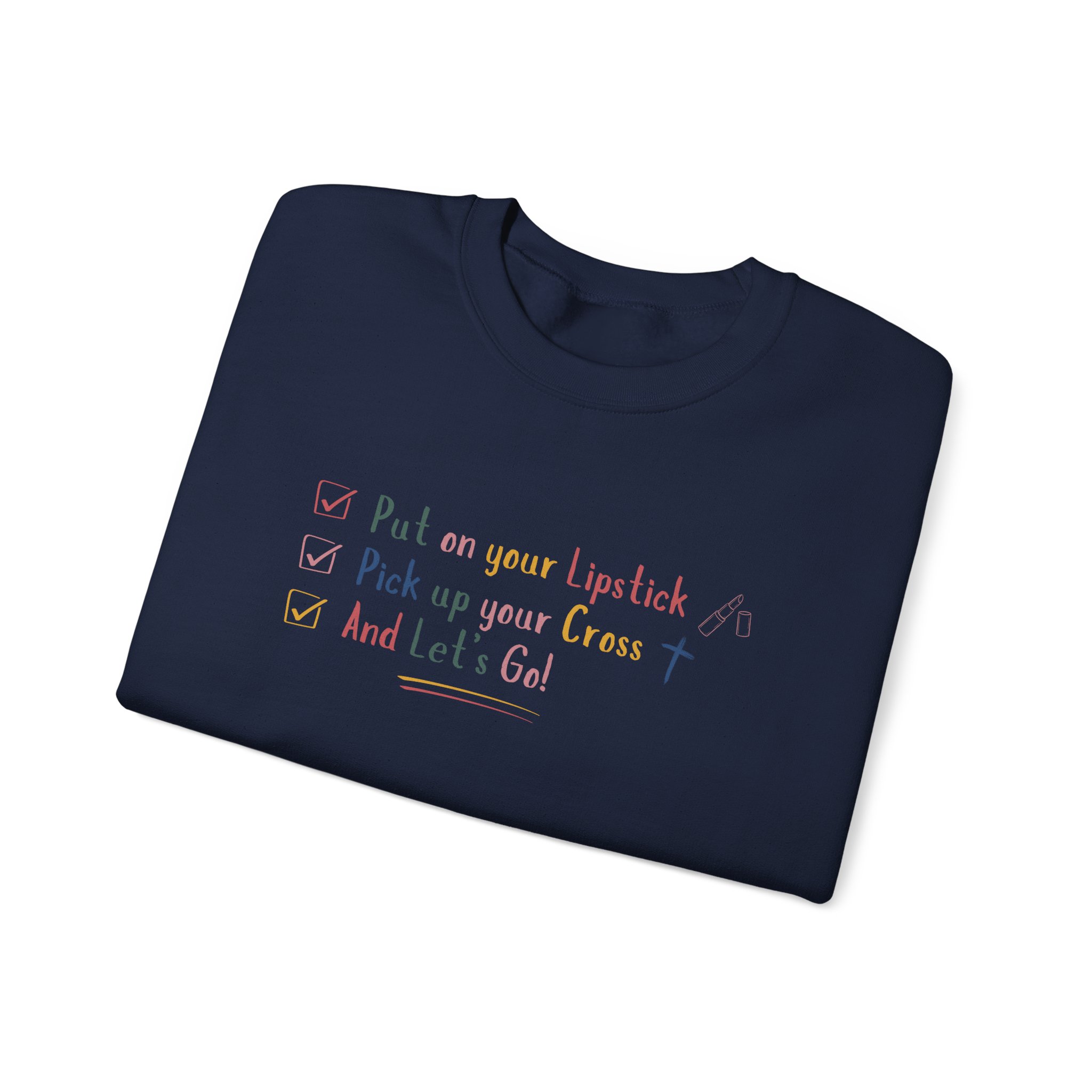 Put On Your Lipstick & Pick Up Your Cross Unisex Heavy Blend™ Crewneck Sweatshirt - Image 11