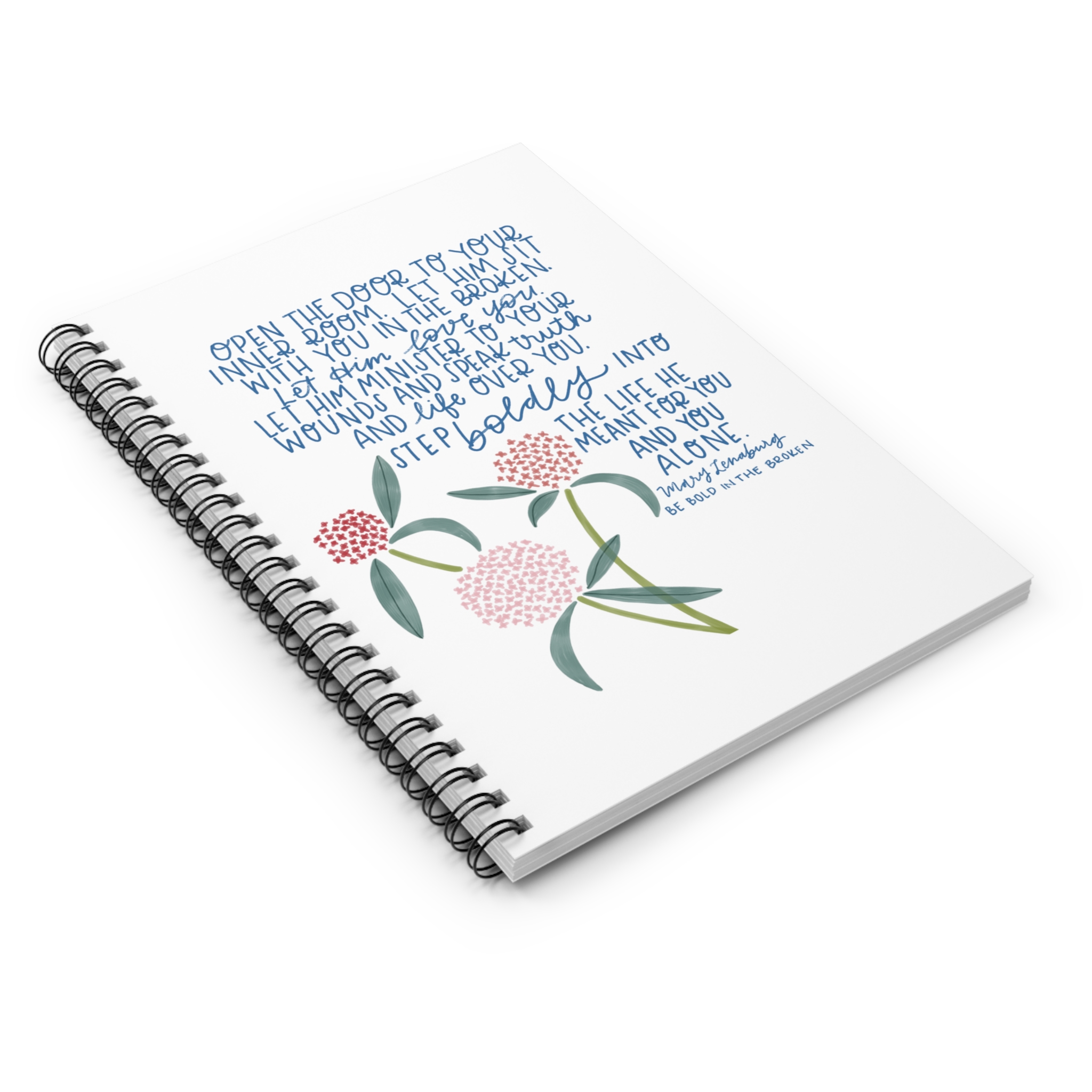 White Flower Spiral Notebook - Ruled Line - Image 3