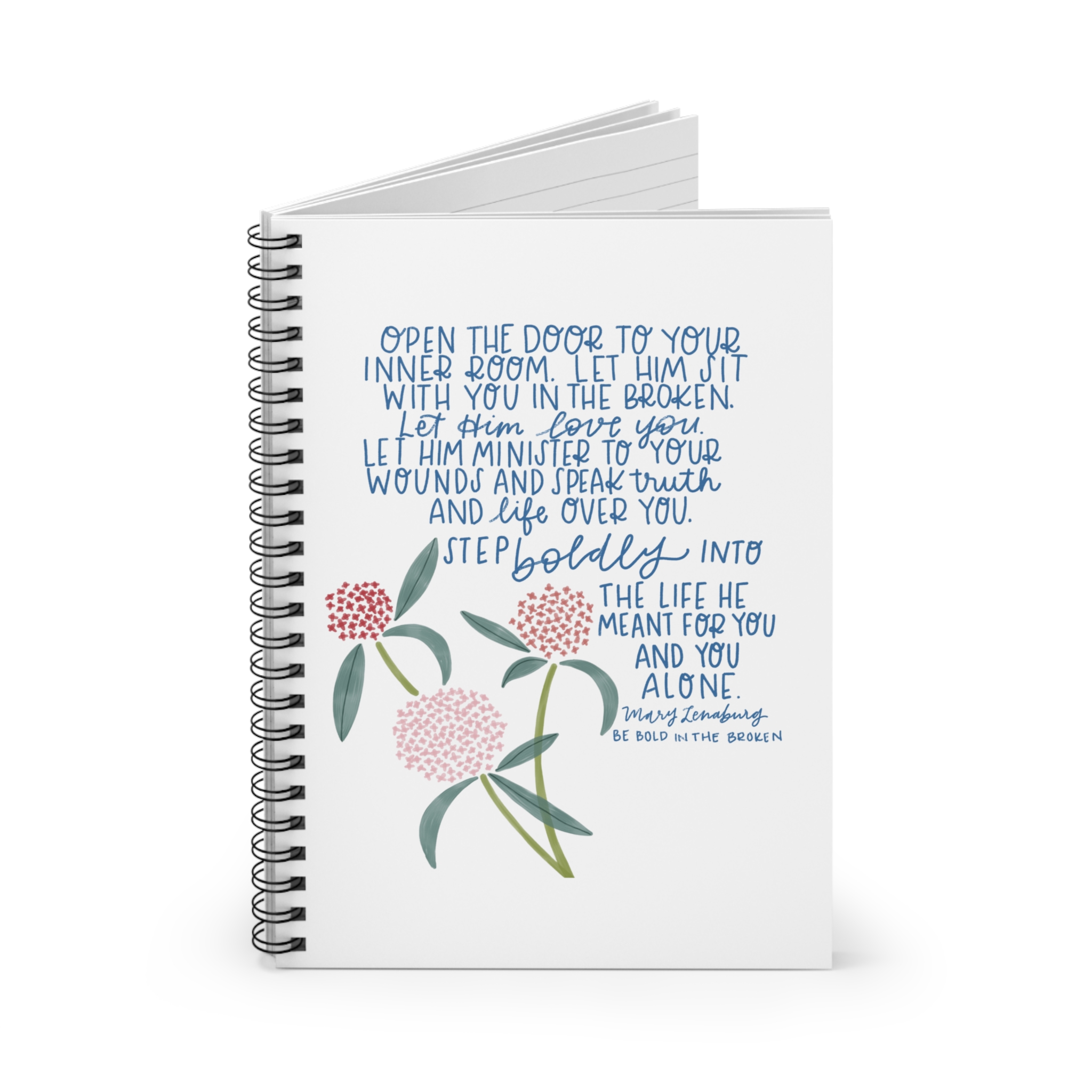 White Flower Spiral Notebook - Ruled Line - Image 2