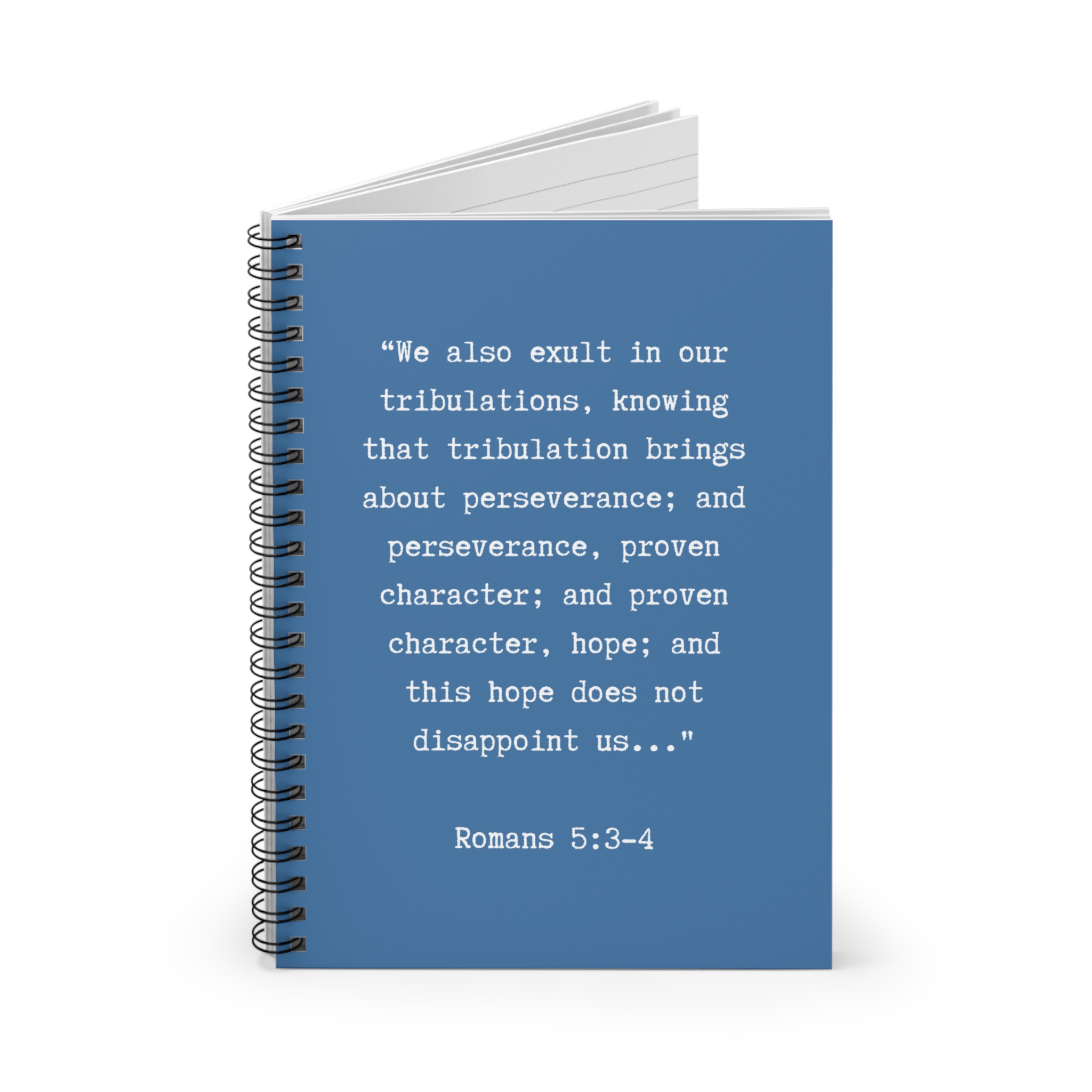 Romans 5:3-4 Blue Spiral Notebook - Ruled Line - Image 2