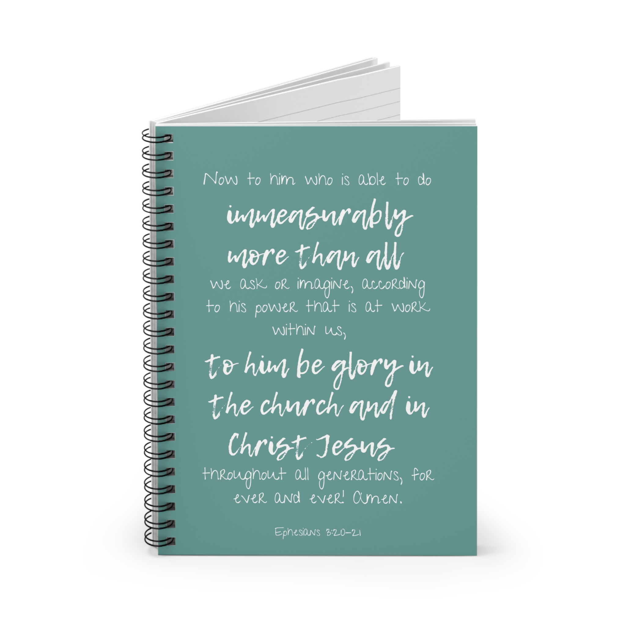 Teal Ephesians 3:20-21 Spiral Notebook - Ruled Line - Image 2