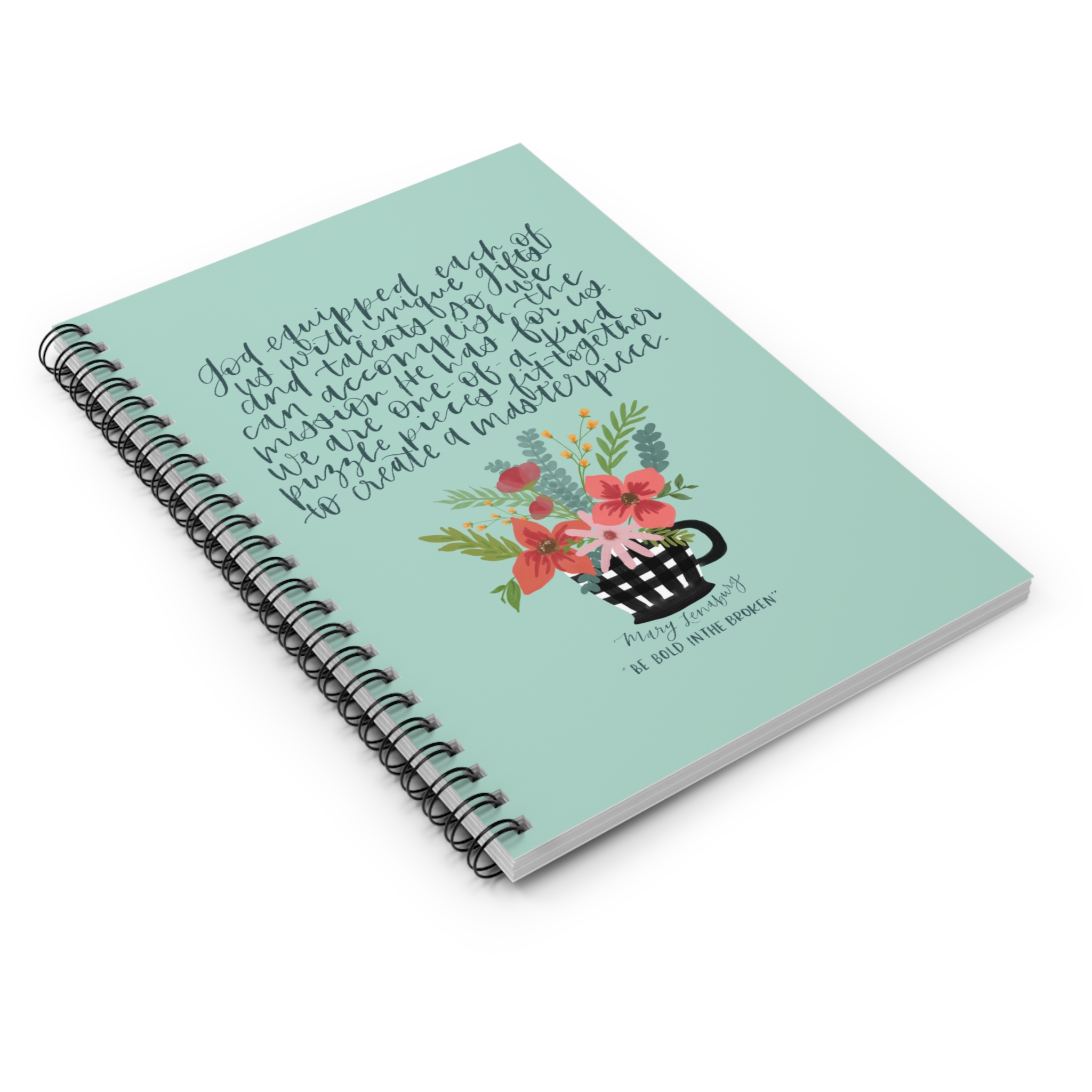 Blue Basket of Flowers Spiral Notebook - Ruled Line - Image 3