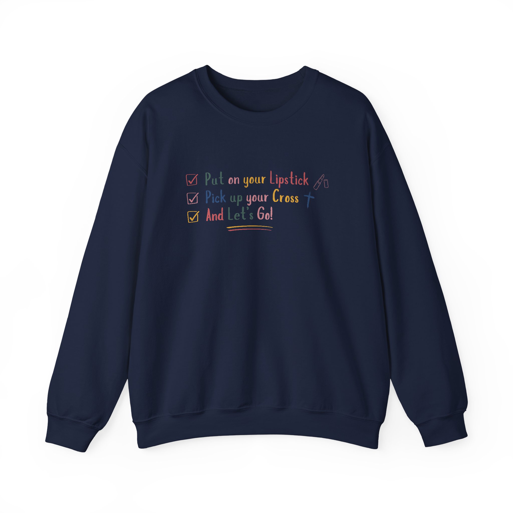 Put On Your Lipstick & Pick Up Your Cross Unisex Heavy Blend™ Crewneck Sweatshirt - Image 9