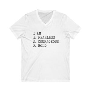 White I Am V-Neck Tee