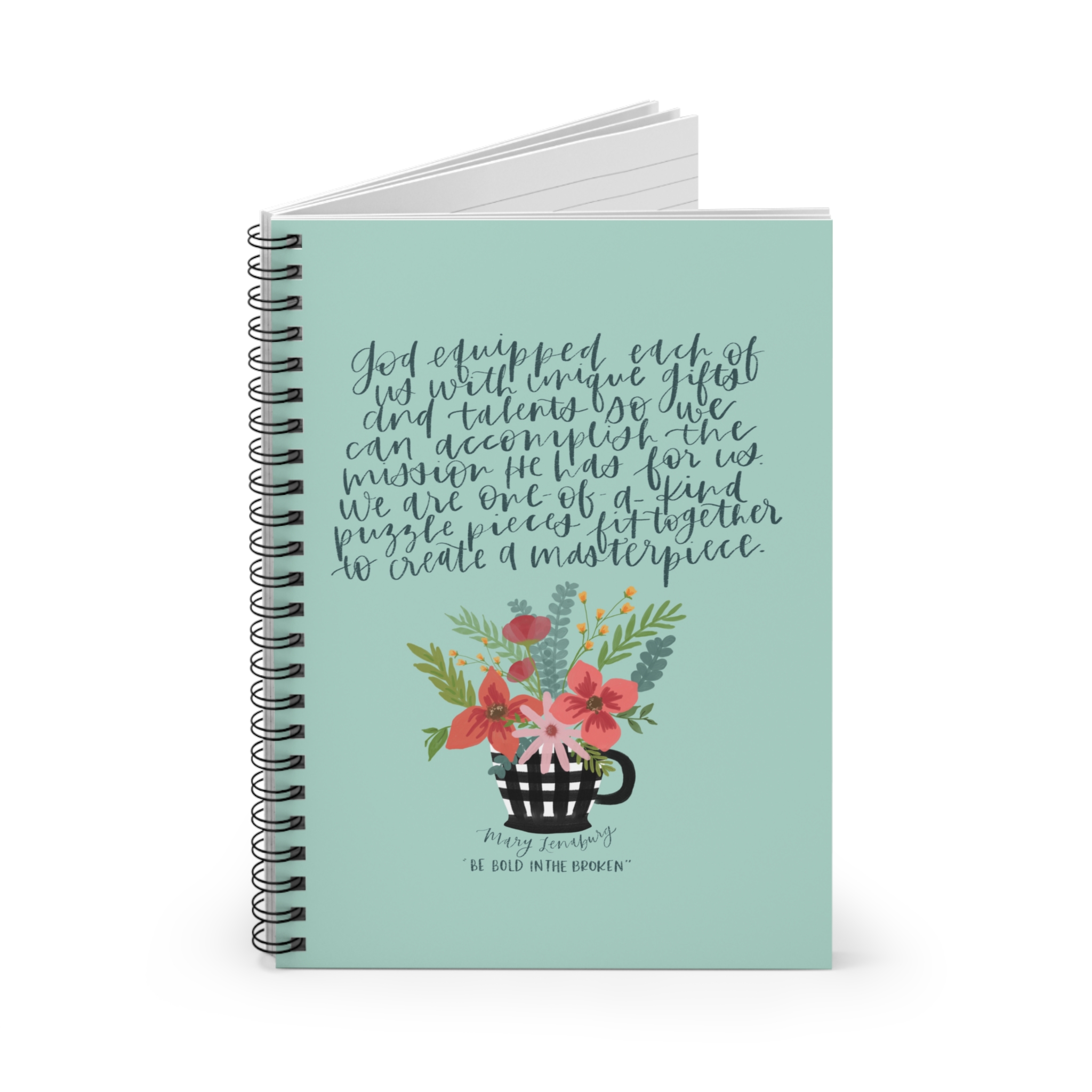Blue Basket of Flowers Spiral Notebook - Ruled Line - Image 2