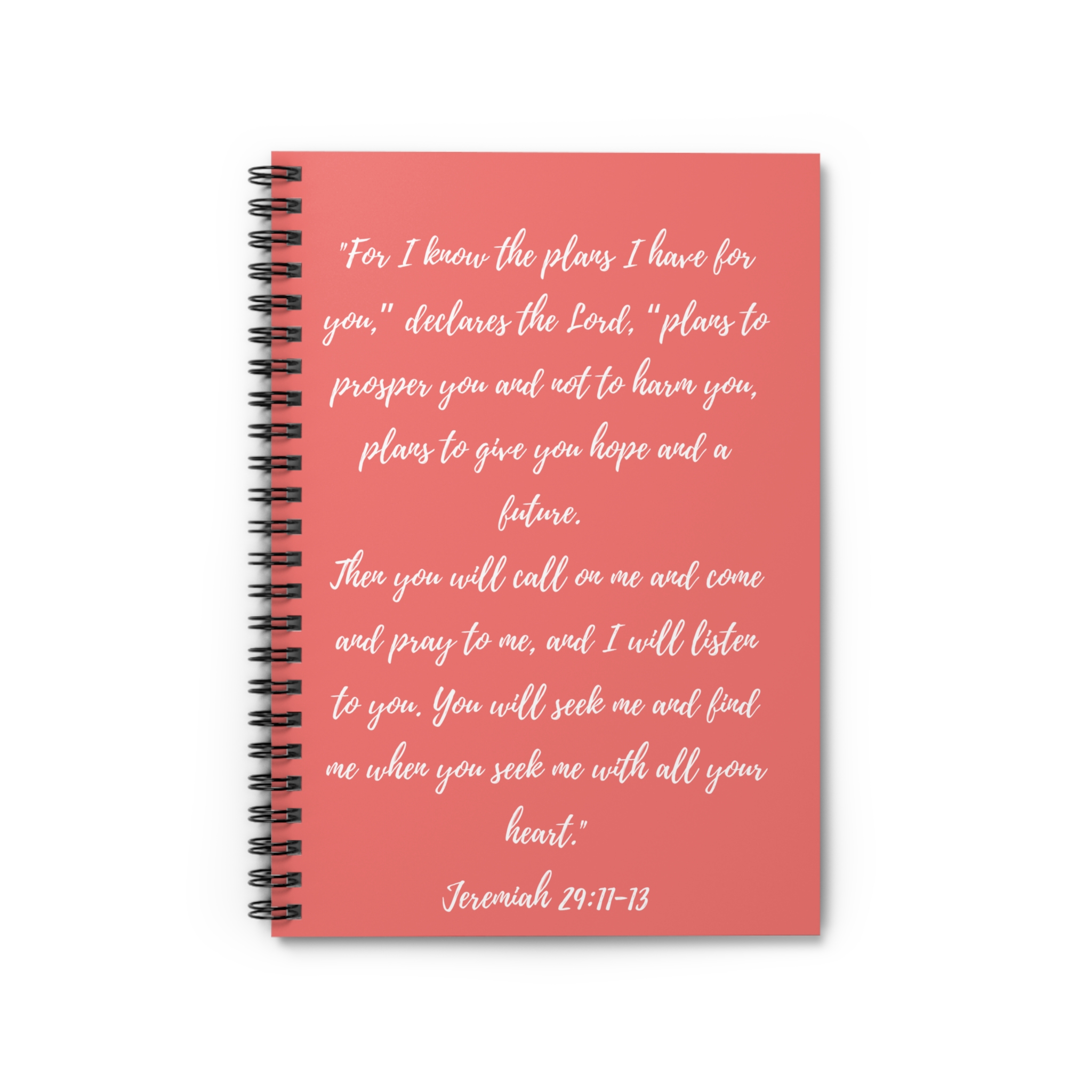 Coral Jeremiah 29:11-13 Spiral Notebook - Ruled Line