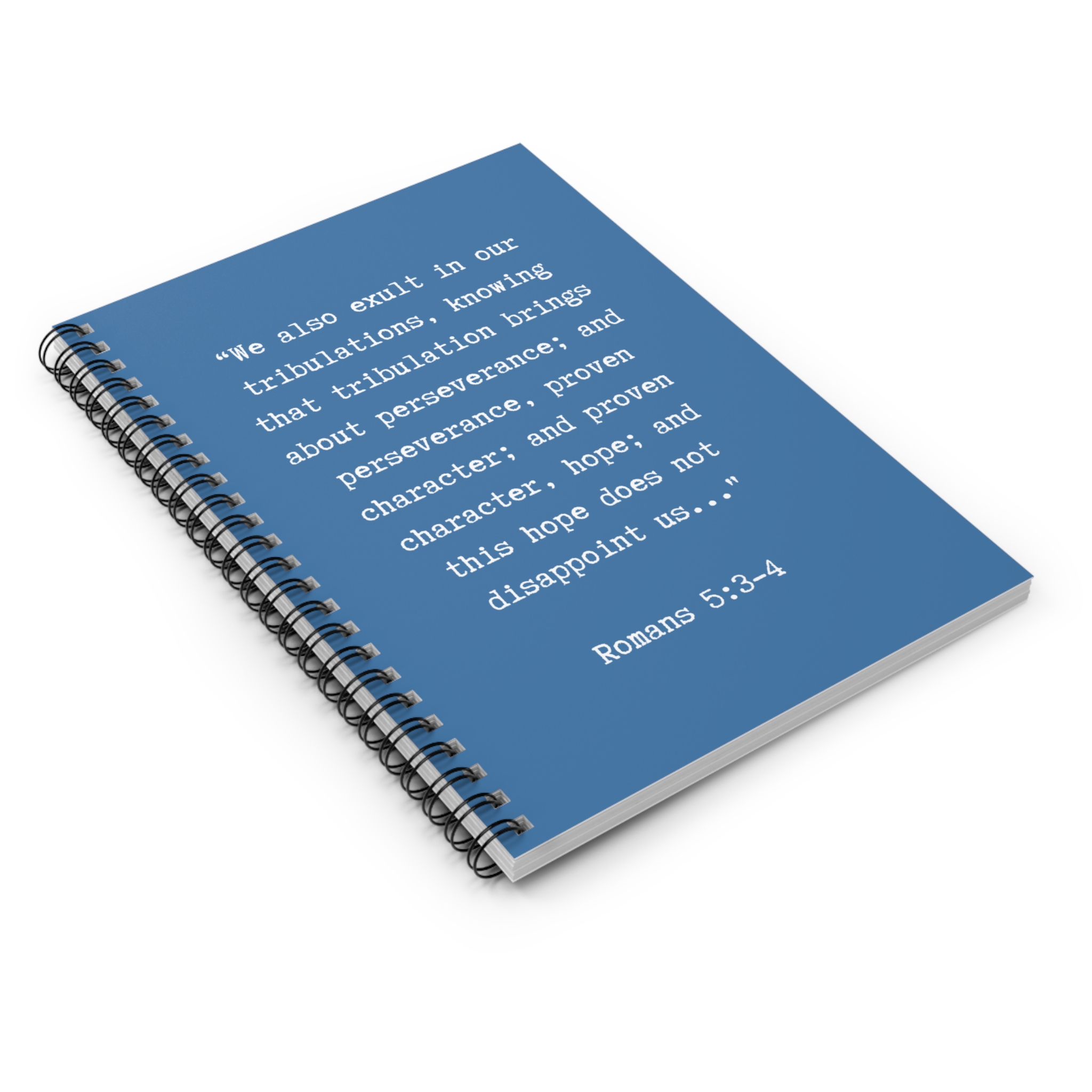 Romans 5:3-4 Blue Spiral Notebook - Ruled Line - Image 3
