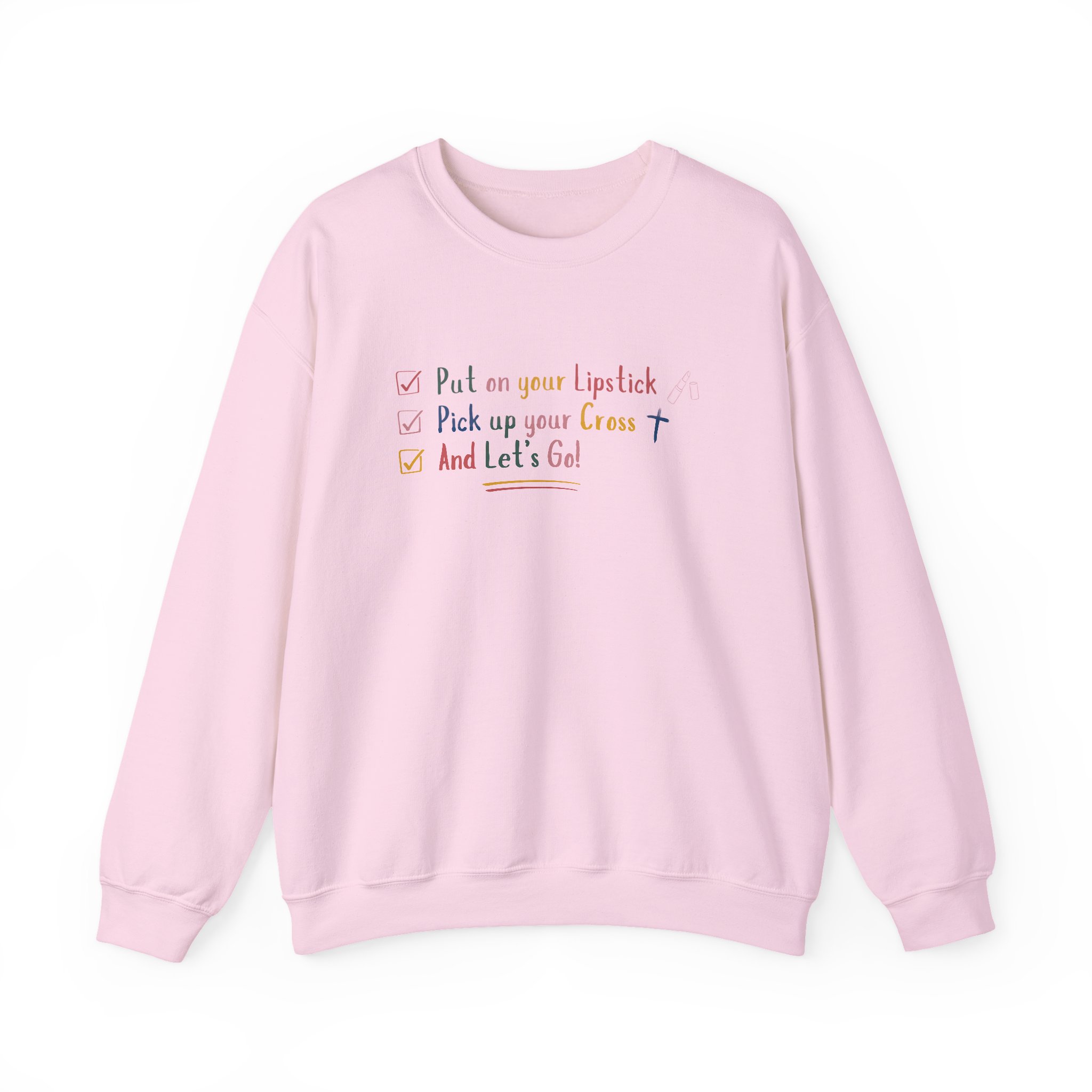 Put On Your Lipstick & Pick Up Your Cross Unisex Heavy Blend™ Crewneck Sweatshirt - Image 13