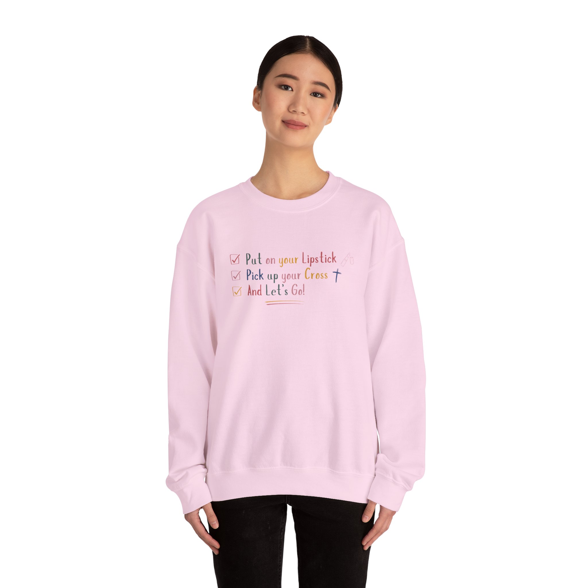Put On Your Lipstick & Pick Up Your Cross Unisex Heavy Blend™ Crewneck Sweatshirt - Image 16