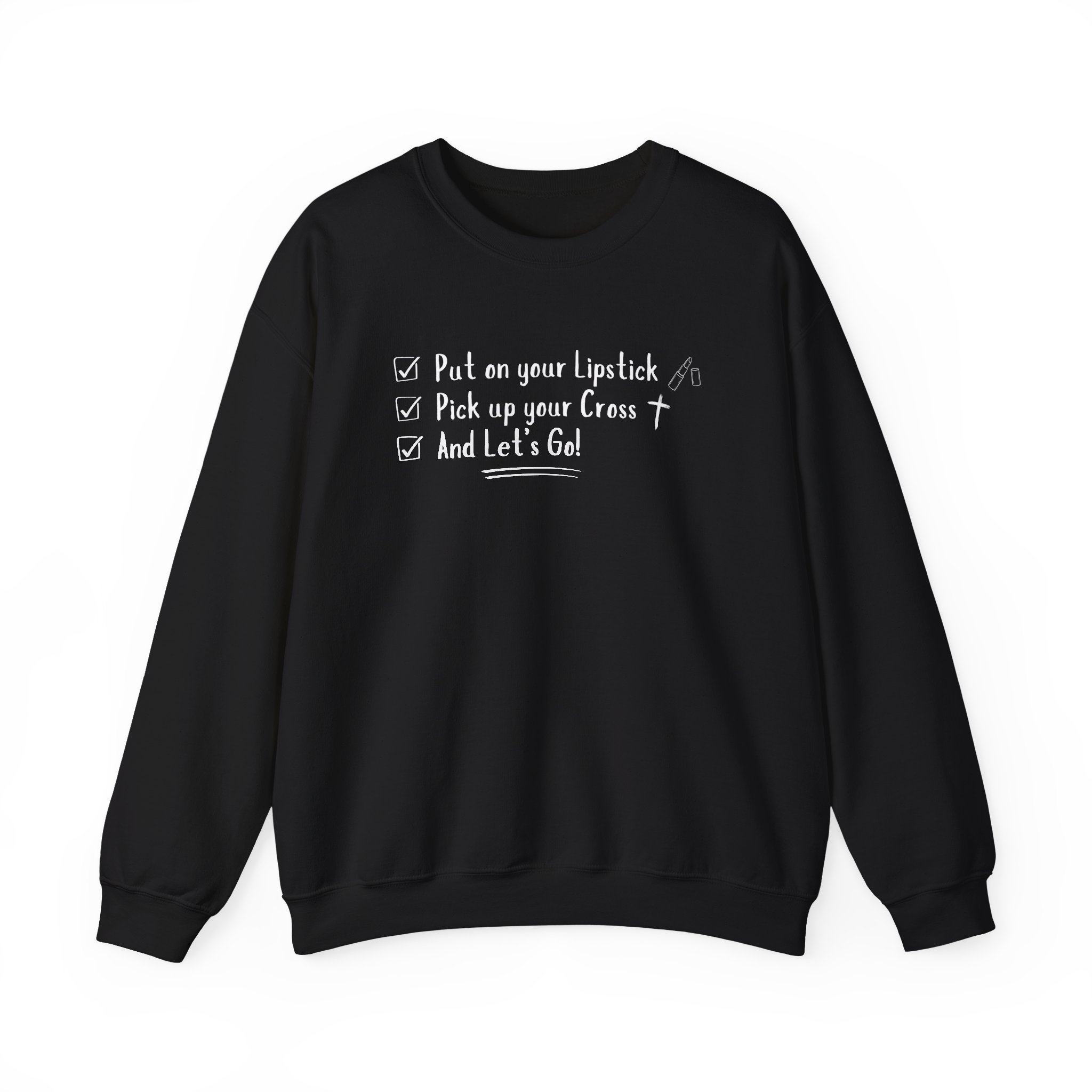 Put On Your Lipstick & Pick Up Your Cross Unisex Heavy Blend™ Crewneck Sweatshirt - Image 5