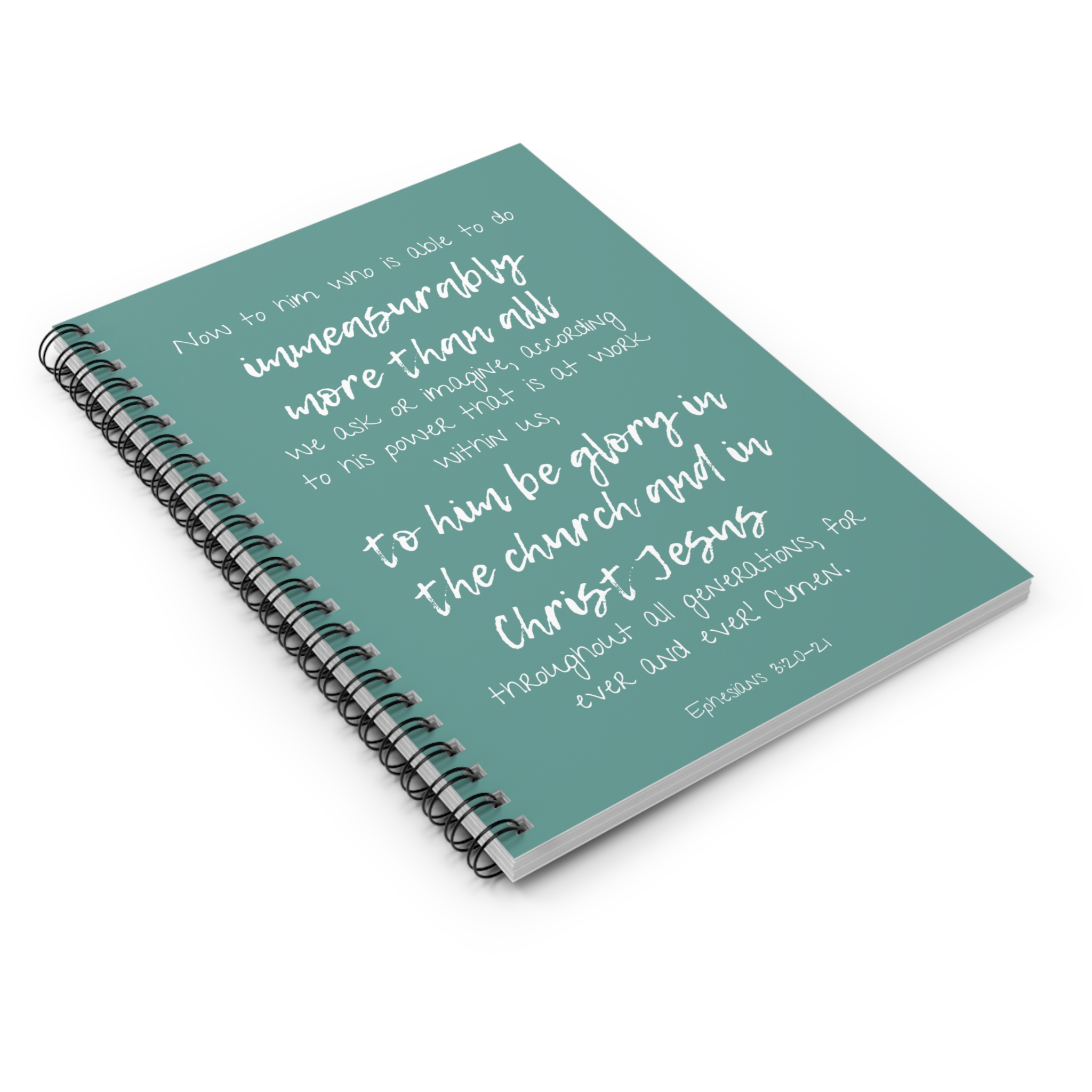 Teal Ephesians 3:20-21 Spiral Notebook - Ruled Line - Image 3